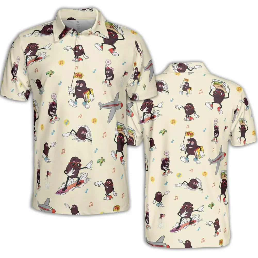 Hardee's california Raisins Mascots AOP Men/Women Polo Shirt - 2