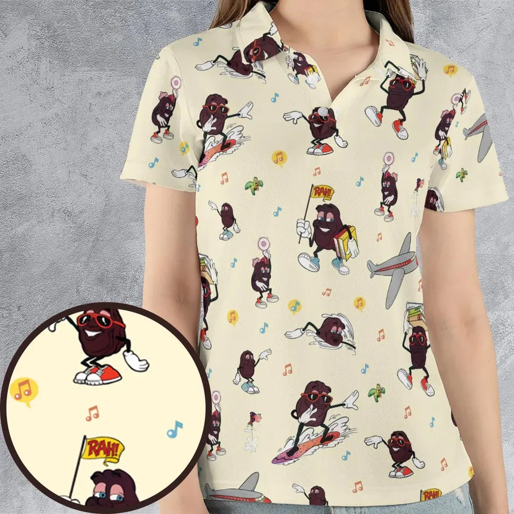 Hardee's california Raisins Mascots AOP Men/Women Polo Shirt - 4