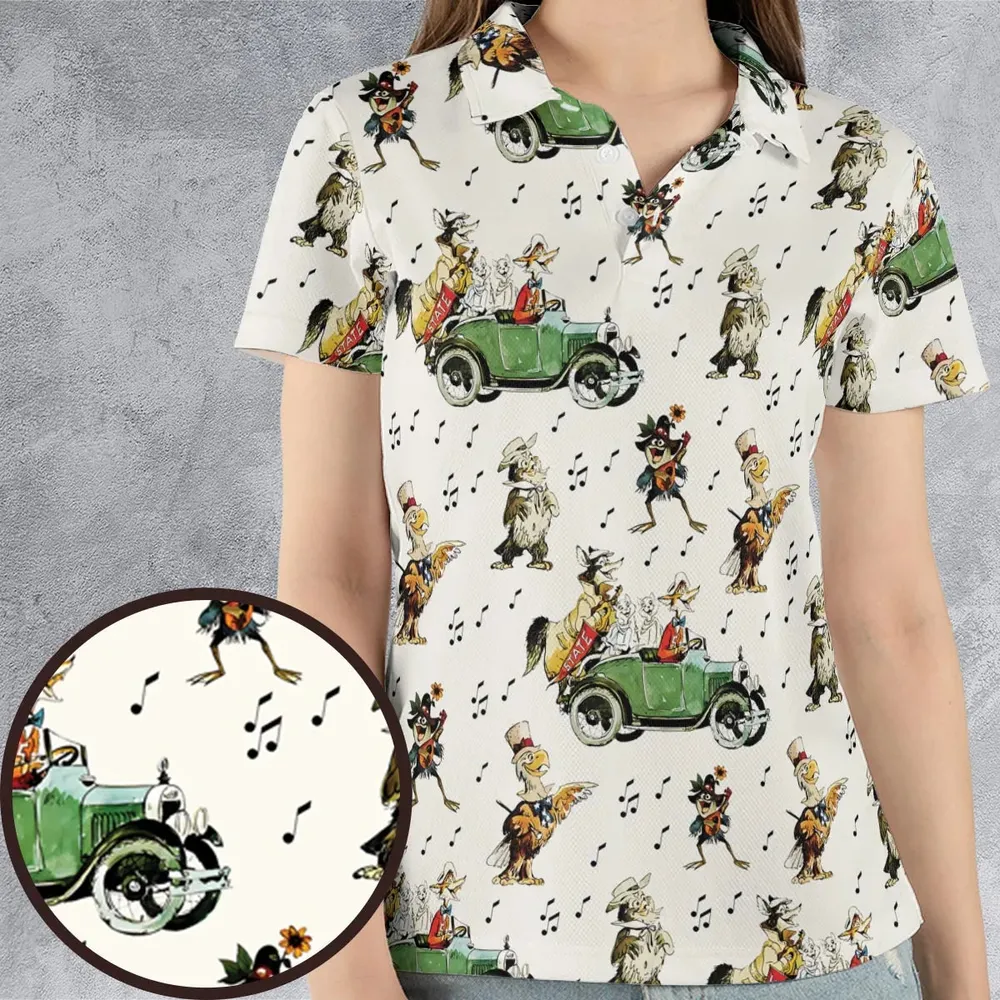 America Sings Characters AOP Men/Women Polo Shirt - 4