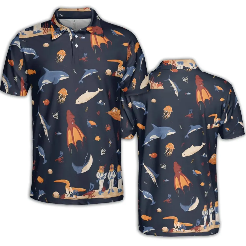 Around The Word Under The Sea AOP Men/Women Polo Shirt - 2