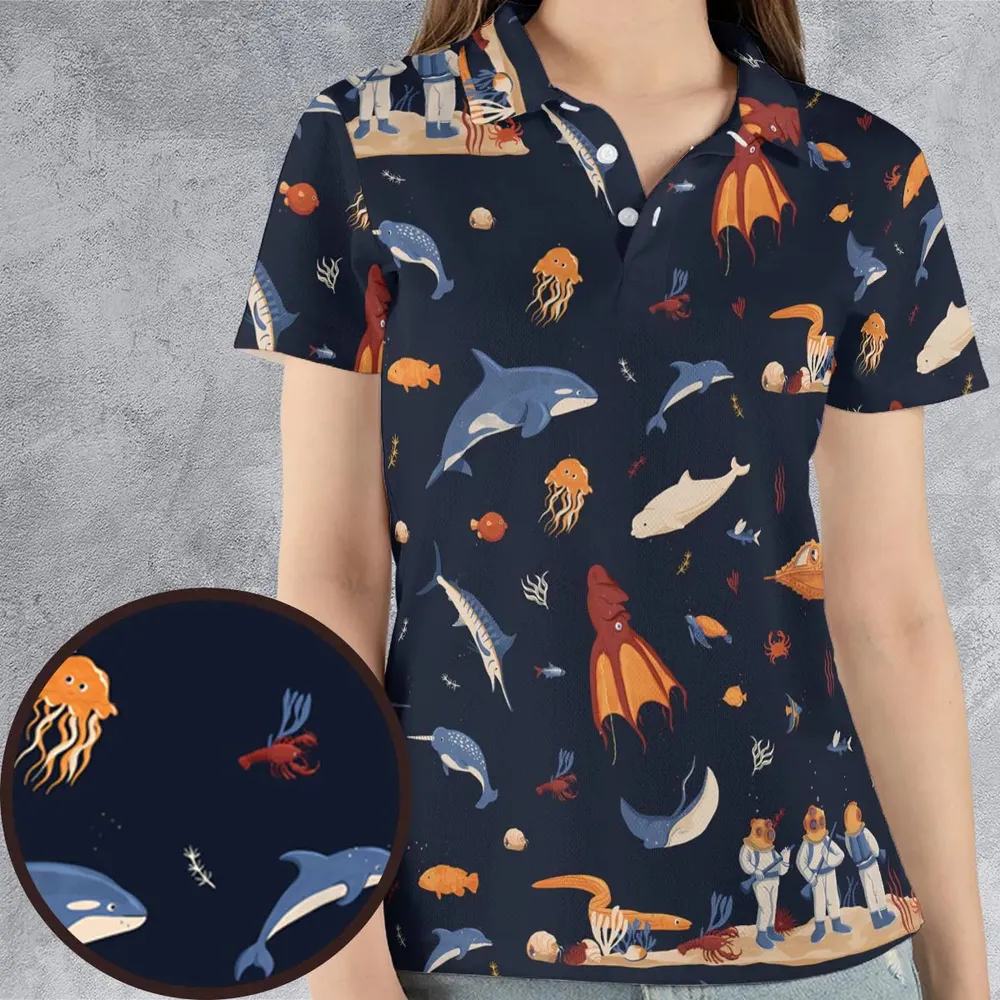 Around The Word Under The Sea AOP Men/Women Polo Shirt - 4