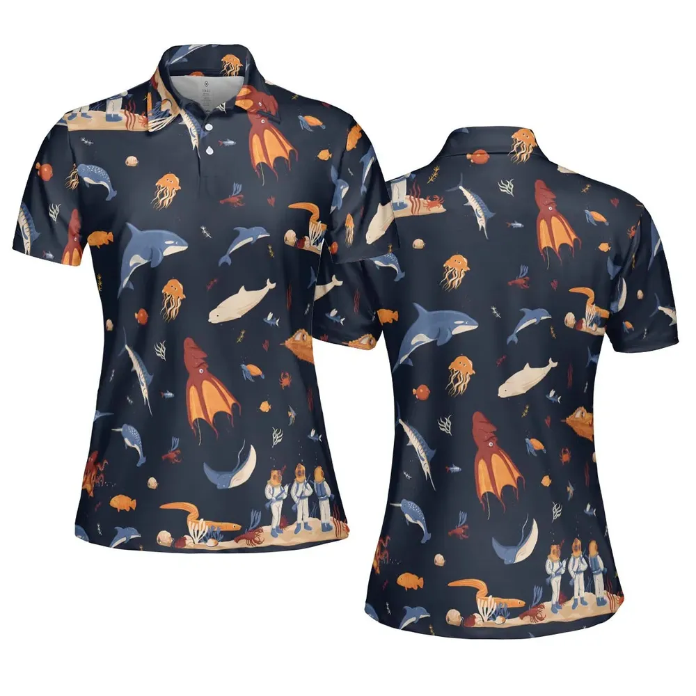 Around The Word Under The Sea AOP Men/Women Polo Shirt - 5