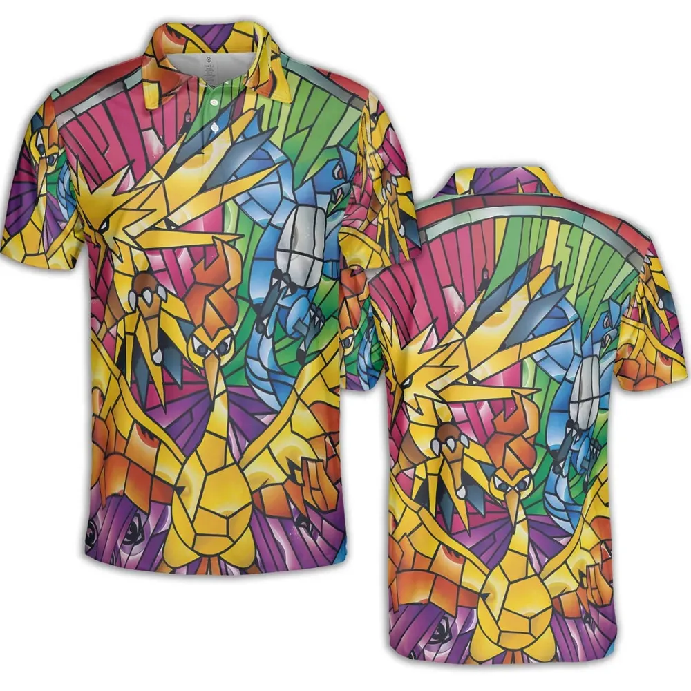Legendary Birds Pokemon AOP Men/Women Polo Shirt - 2