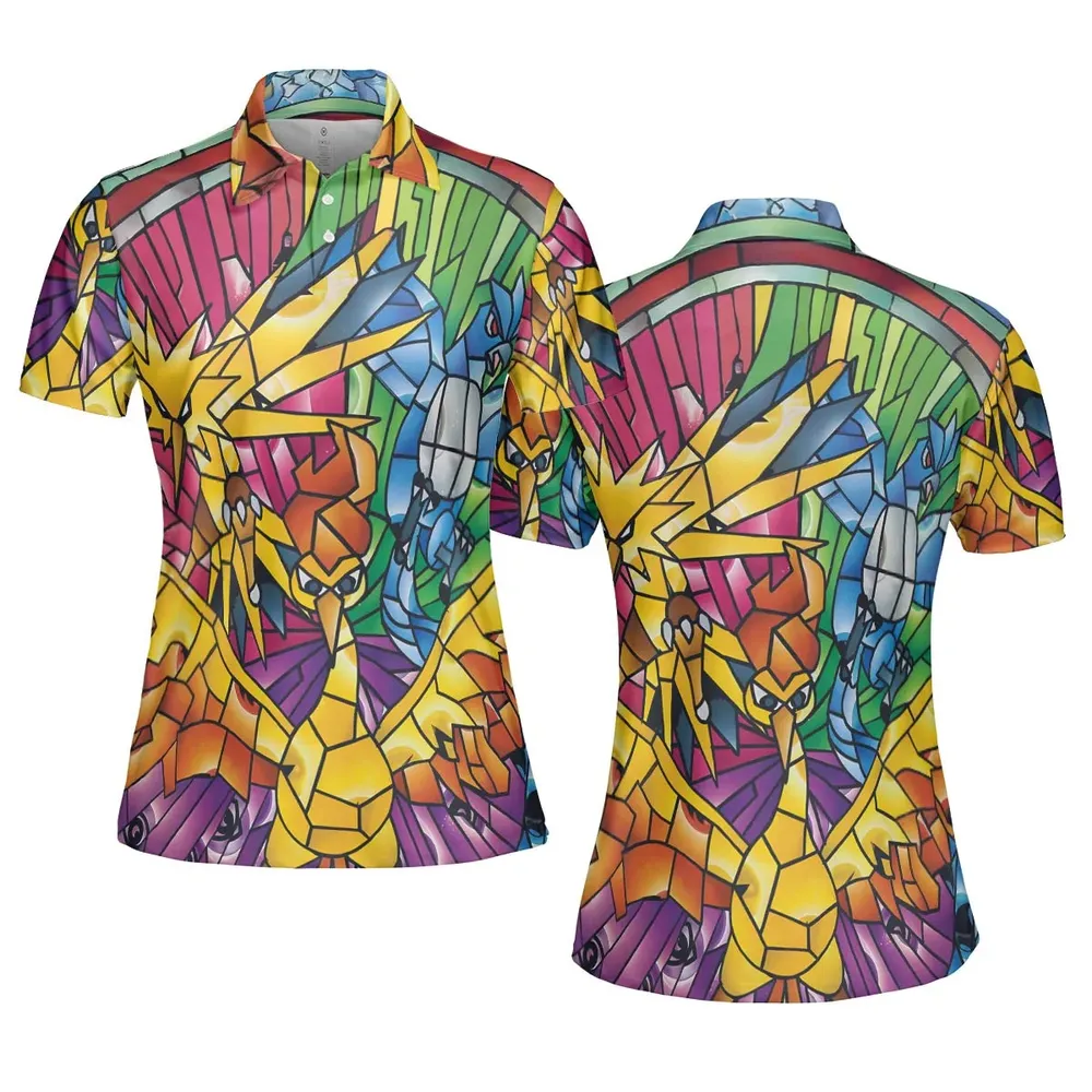 Legendary Birds Pokemon AOP Men/Women Polo Shirt - 5