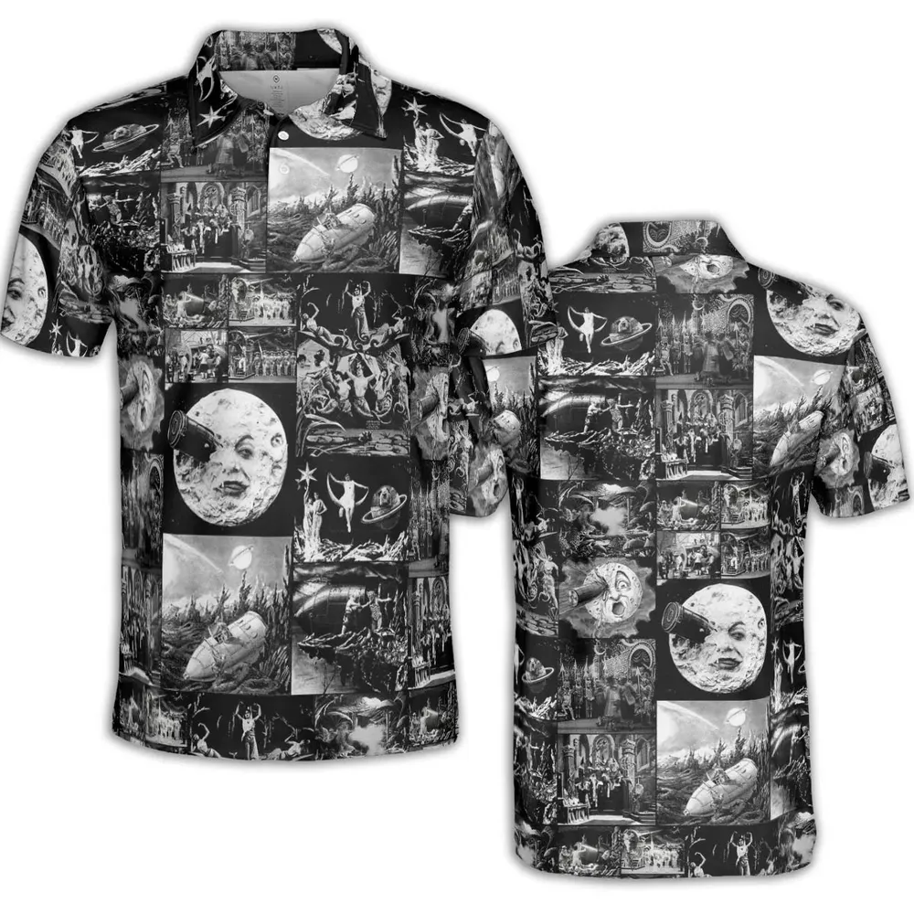 Le Voyage Dans La Lune 1902 AOP Men/Women Polo Shirt - 2