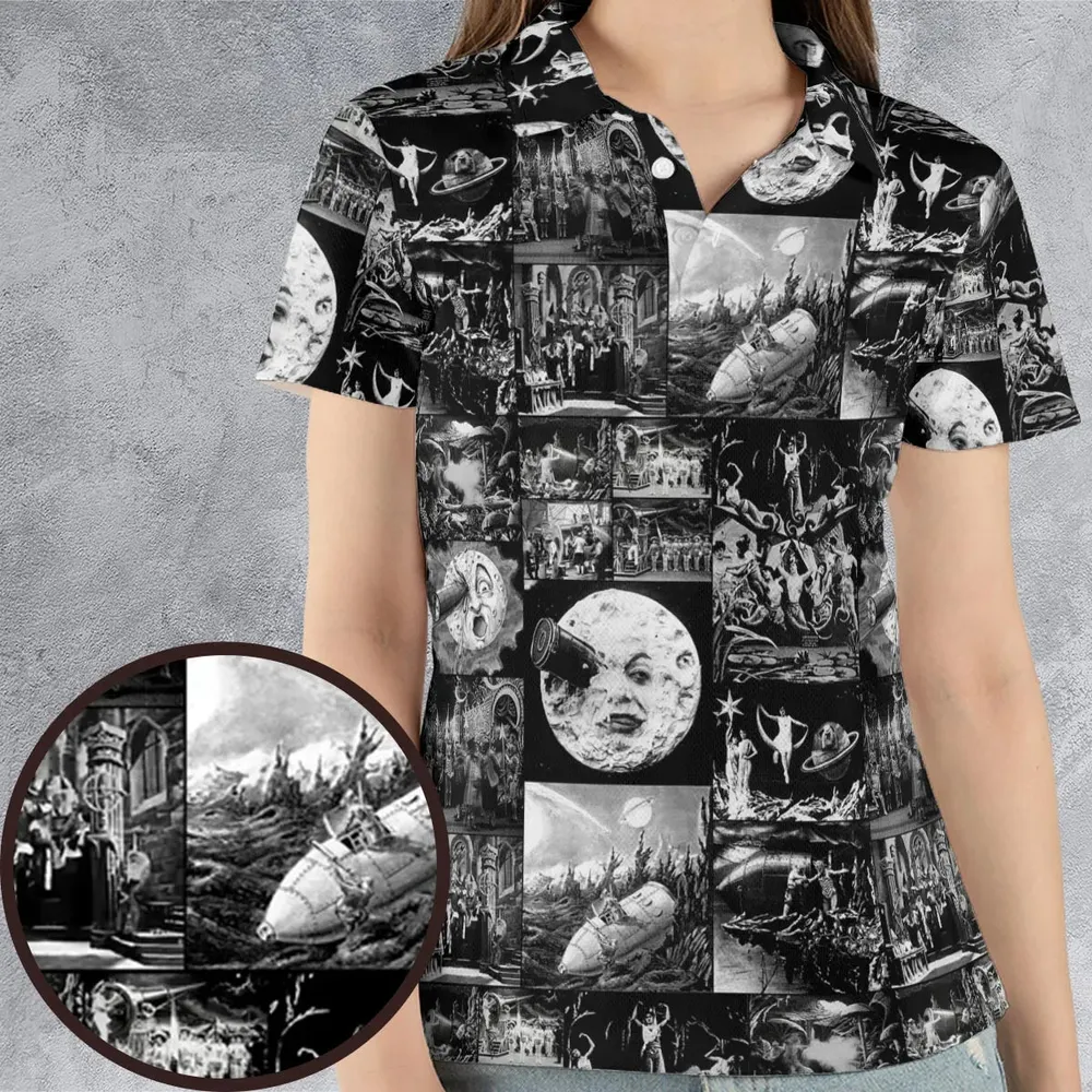 Le Voyage Dans La Lune 1902 AOP Men/Women Polo Shirt - 4