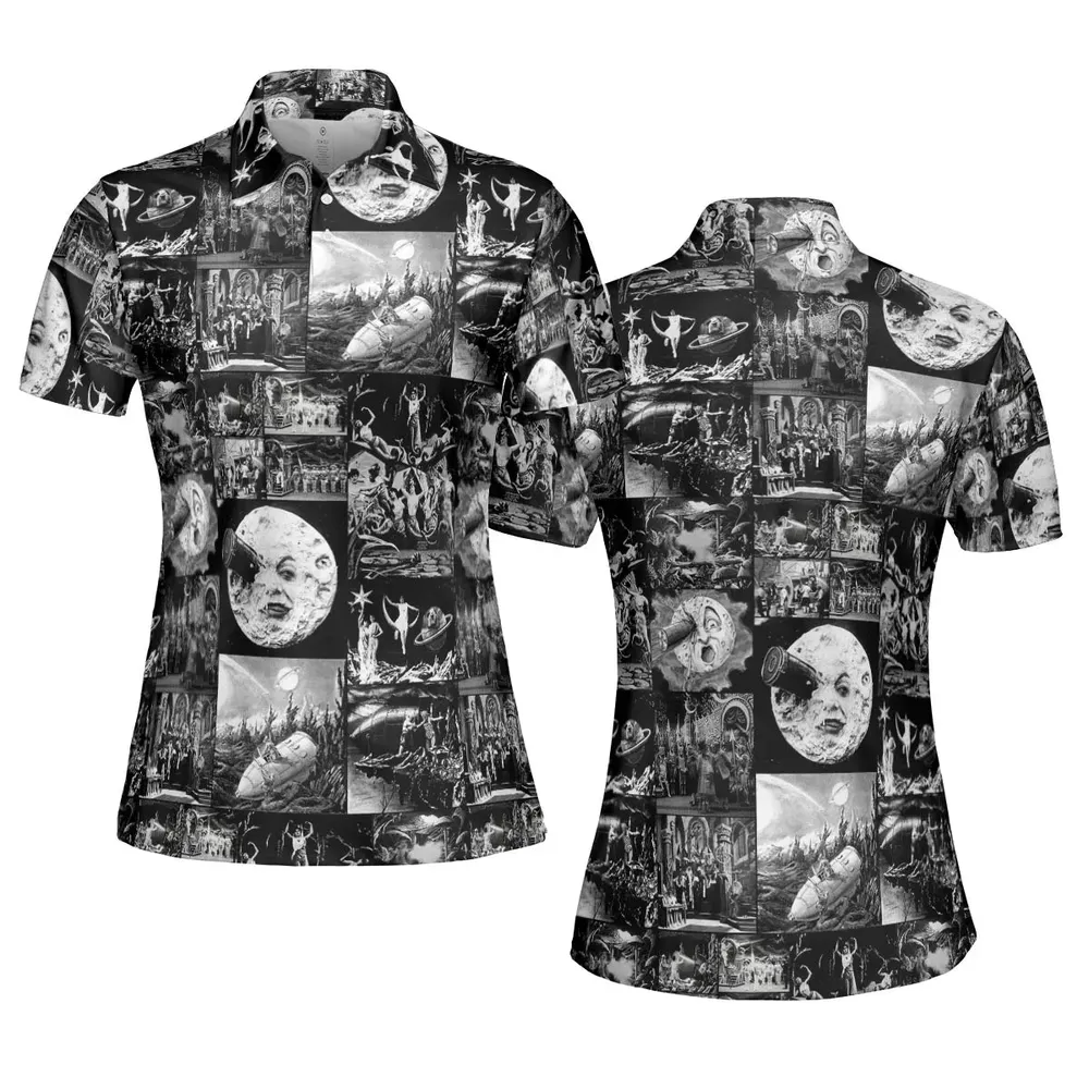 Le Voyage Dans La Lune 1902 AOP Men/Women Polo Shirt - 5