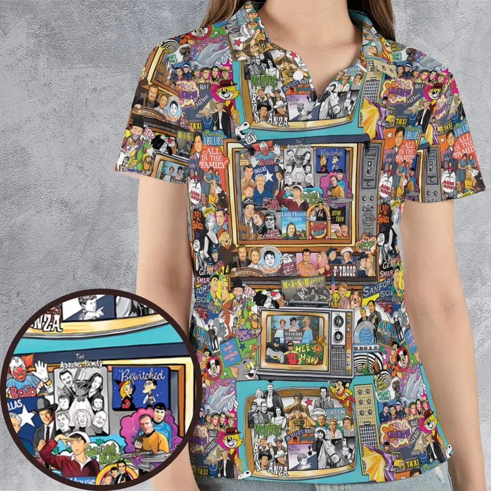Timeless Memories of TV AOP Men/Women Polo Shirt - 4