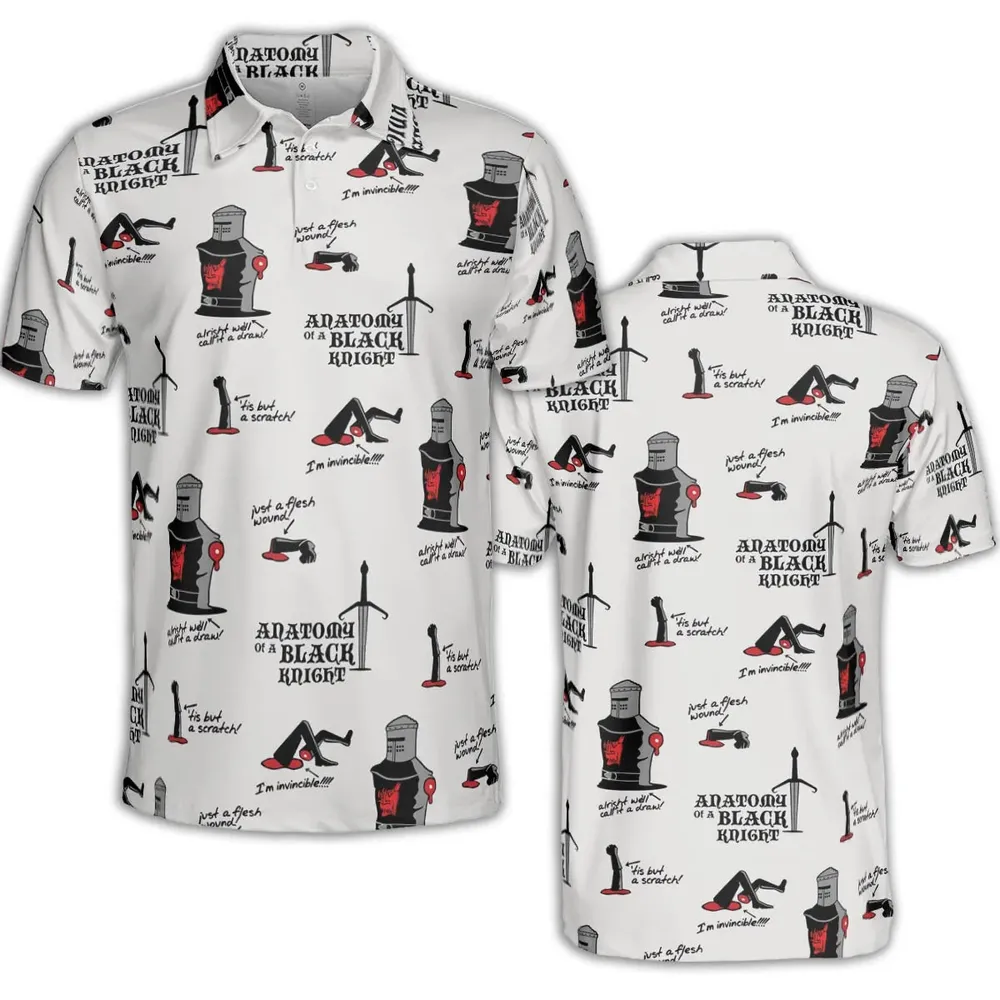 Tis but a scratch Black Knight Monty Python And The Holy Grail AOP Men/Women Polo Shirt - 2