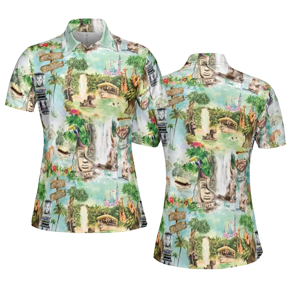 Water Color Jungle Cruise Map AOP Men/Women Polo Shirt - 5
