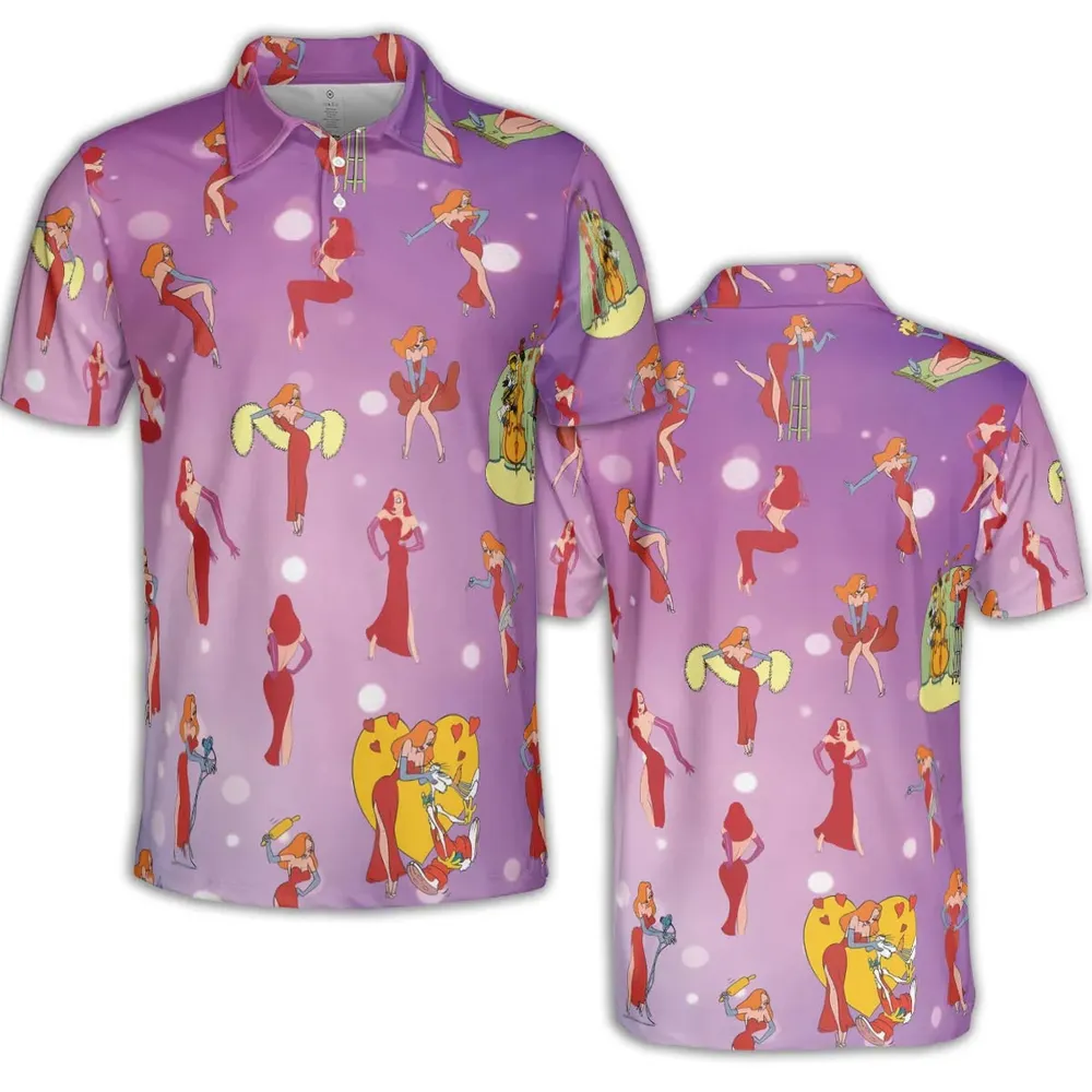 Red Hot Jessica Rabbit Who Framed Roger Rabbit AOP Men/Women Polo Shirt - 2