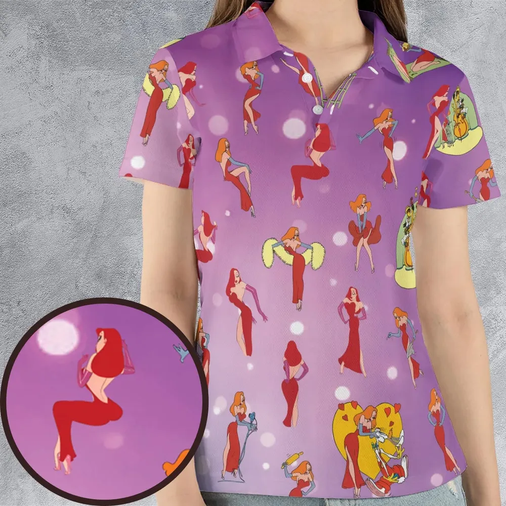 Red Hot Jessica Rabbit Who Framed Roger Rabbit AOP Men/Women Polo Shirt - 4