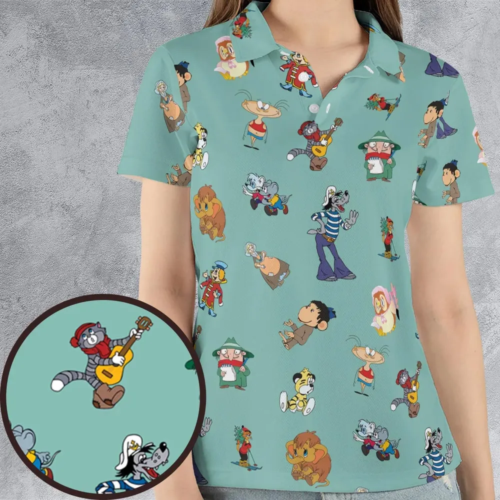 Russian Cartoon Characters AOP Men/Women Polo Shirt - 4