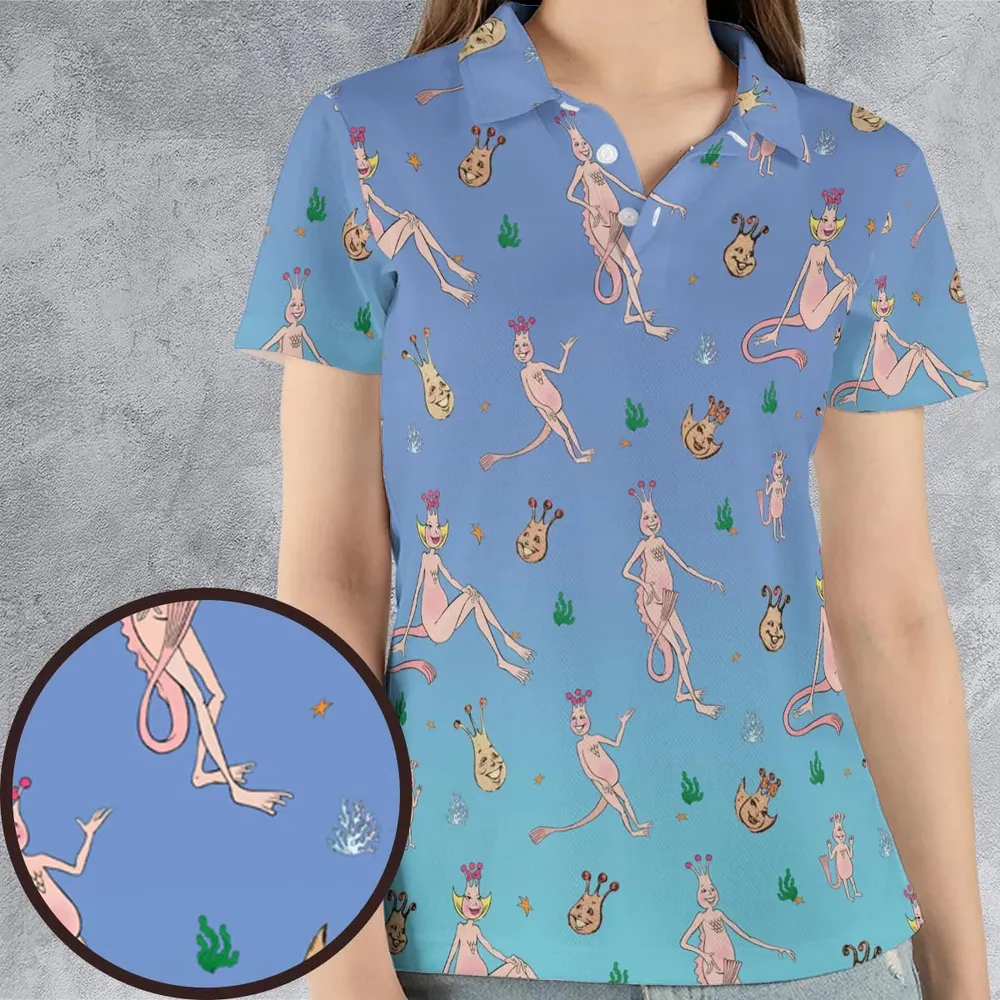 Who You Callin' One-eyed Shrimp Sea-Monkeys AOP Men/Women Polo Shirt - 4
