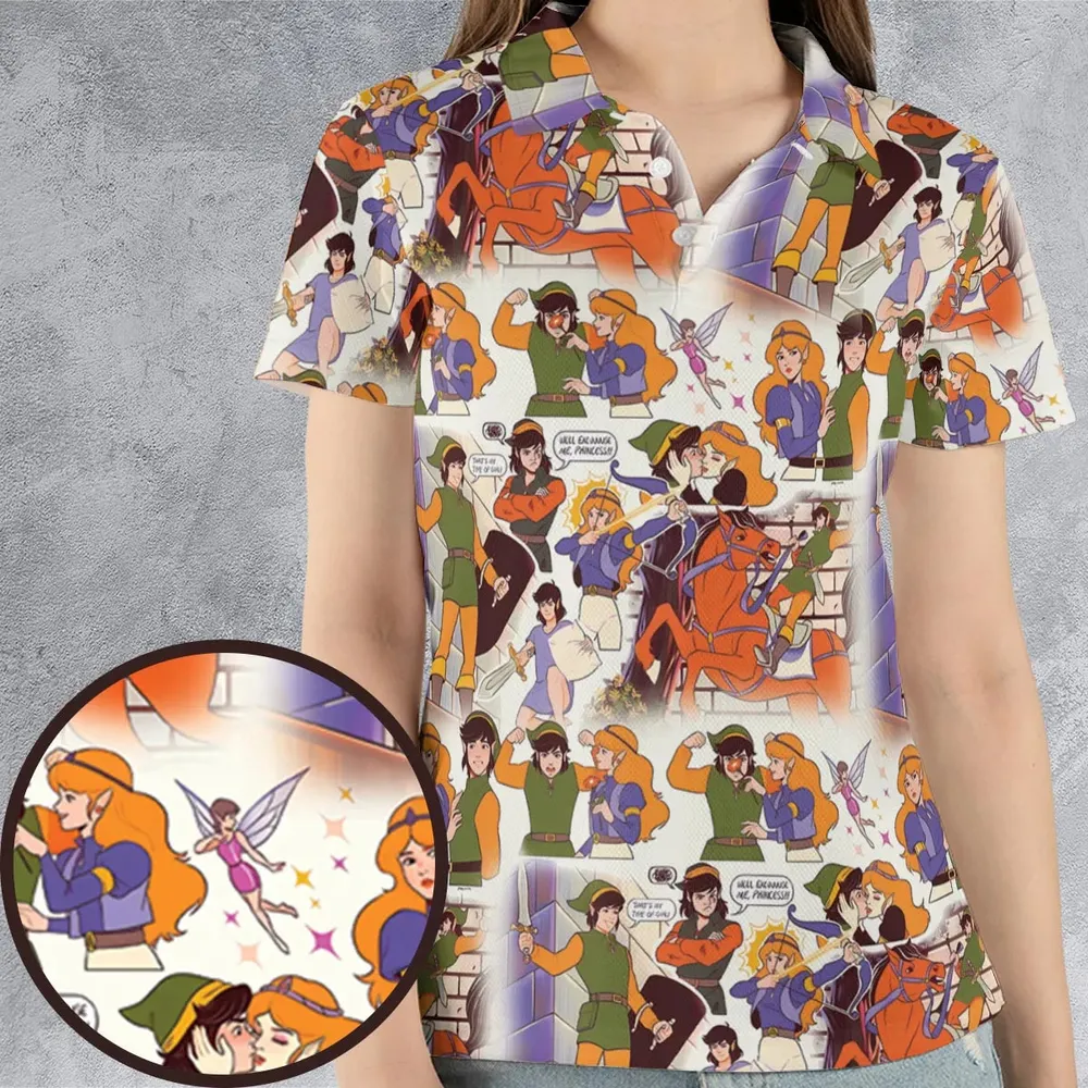 Link And Princess Zelda The Legend Of Zelda Animated AOP Men/Women Polo Shirt - 4