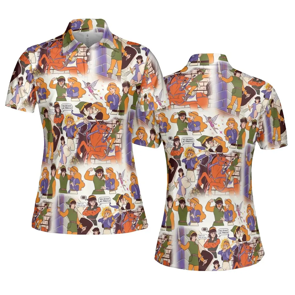 Link And Princess Zelda The Legend Of Zelda Animated AOP Men/Women Polo Shirt - 5