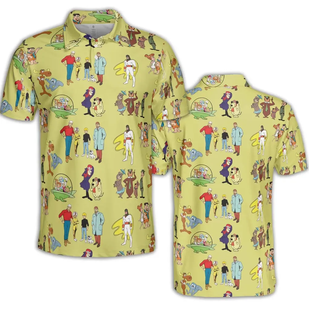 60s Cartoon Characters AOP Men/Women Polo Shirt - 2