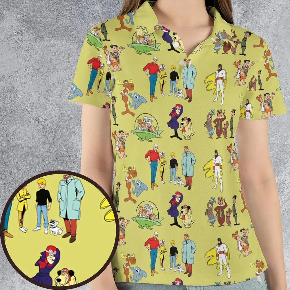 60s Cartoon Characters AOP Men/Women Polo Shirt - 4
