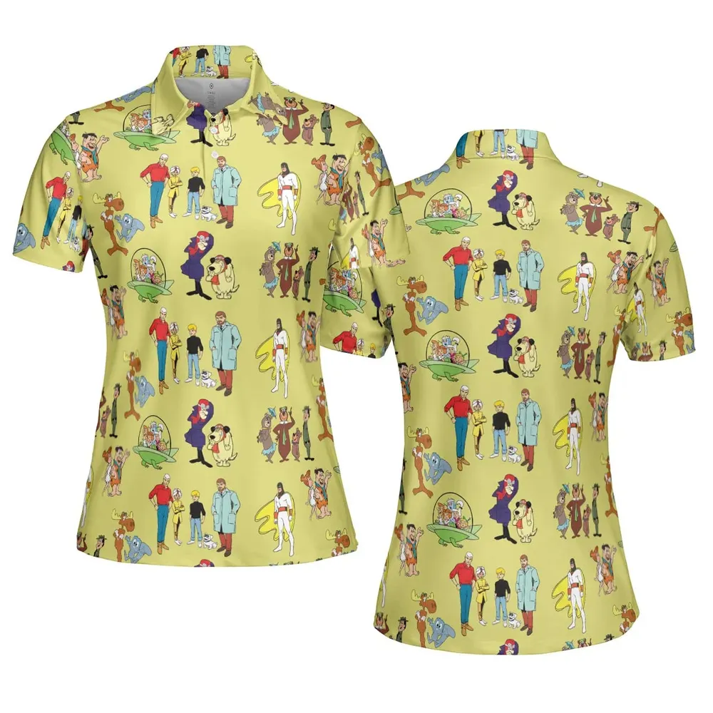 60s Cartoon Characters AOP Men/Women Polo Shirt - 5