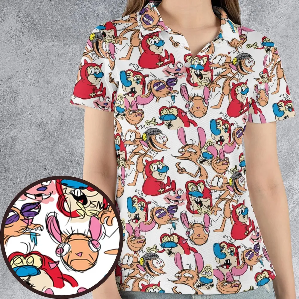 Insane Style The Ren and Stimpy Show AOP Men/Women Polo Shirt - 4