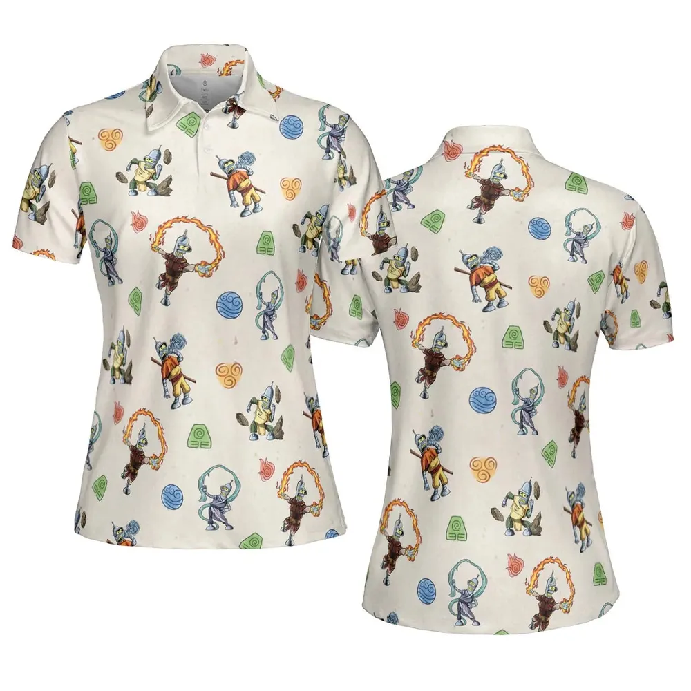Water Earth Fire Air Bender Futurama AOP Men/Women Polo Shirt - 5