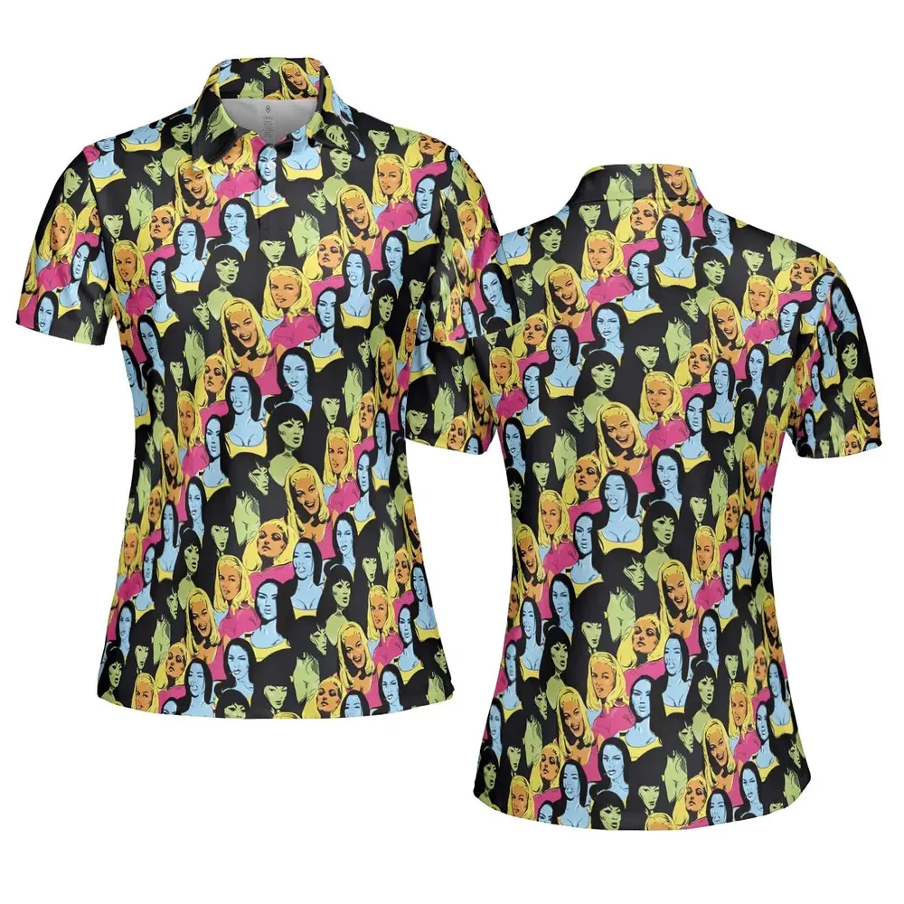 Retro Superwomen Belted Buckled and Booted AOP Men/Women Polo Shirt - 5