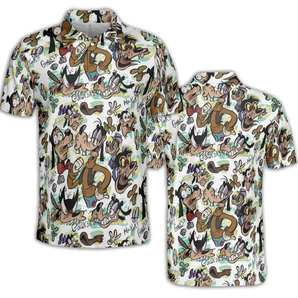Many Faces Of Goofy AOP Men/Women Polo Shirt - 2