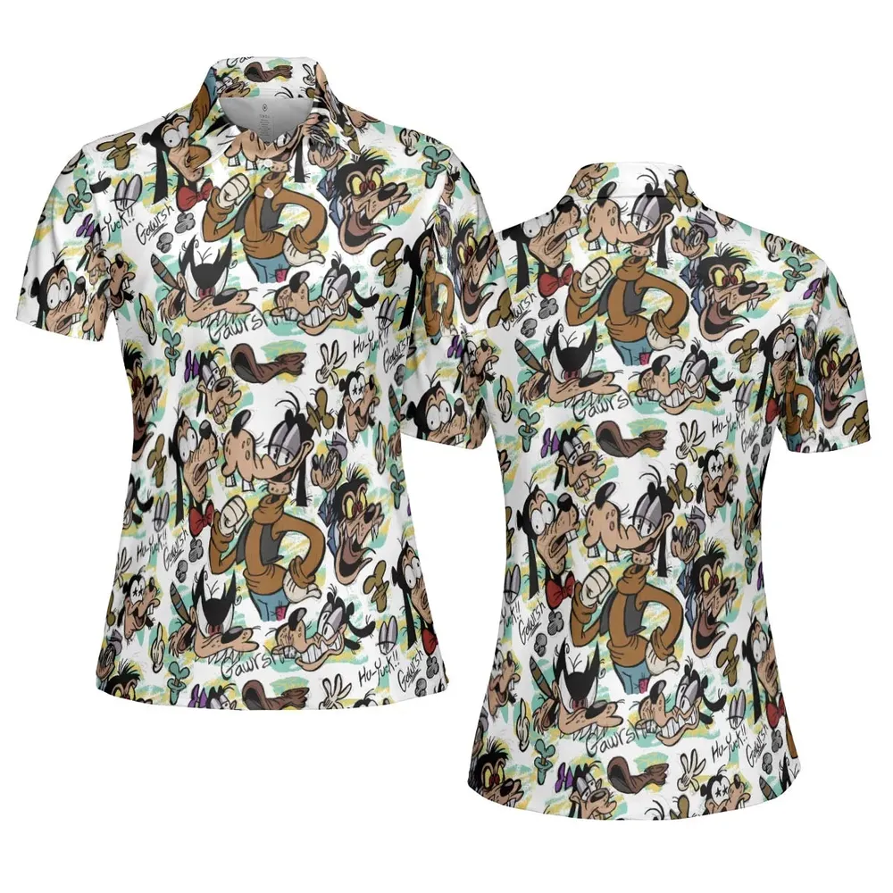 Many Faces Of Goofy AOP Men/Women Polo Shirt - 5