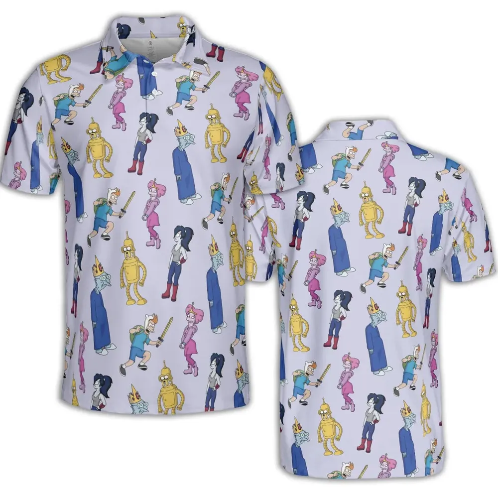 Future Time Futurama Adventure Time Mashup AOP Men/Women Polo Shirt - 2