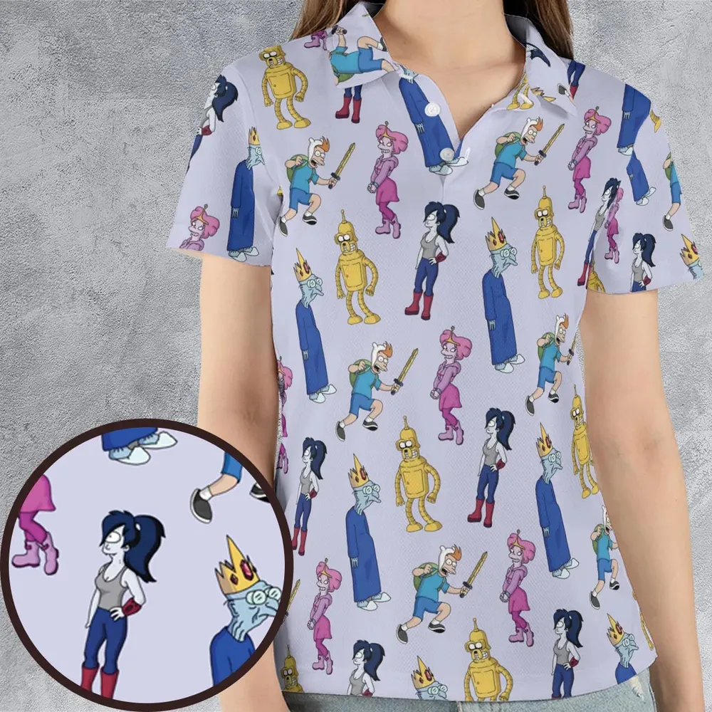 Future Time Futurama Adventure Time Mashup AOP Men/Women Polo Shirt - 4