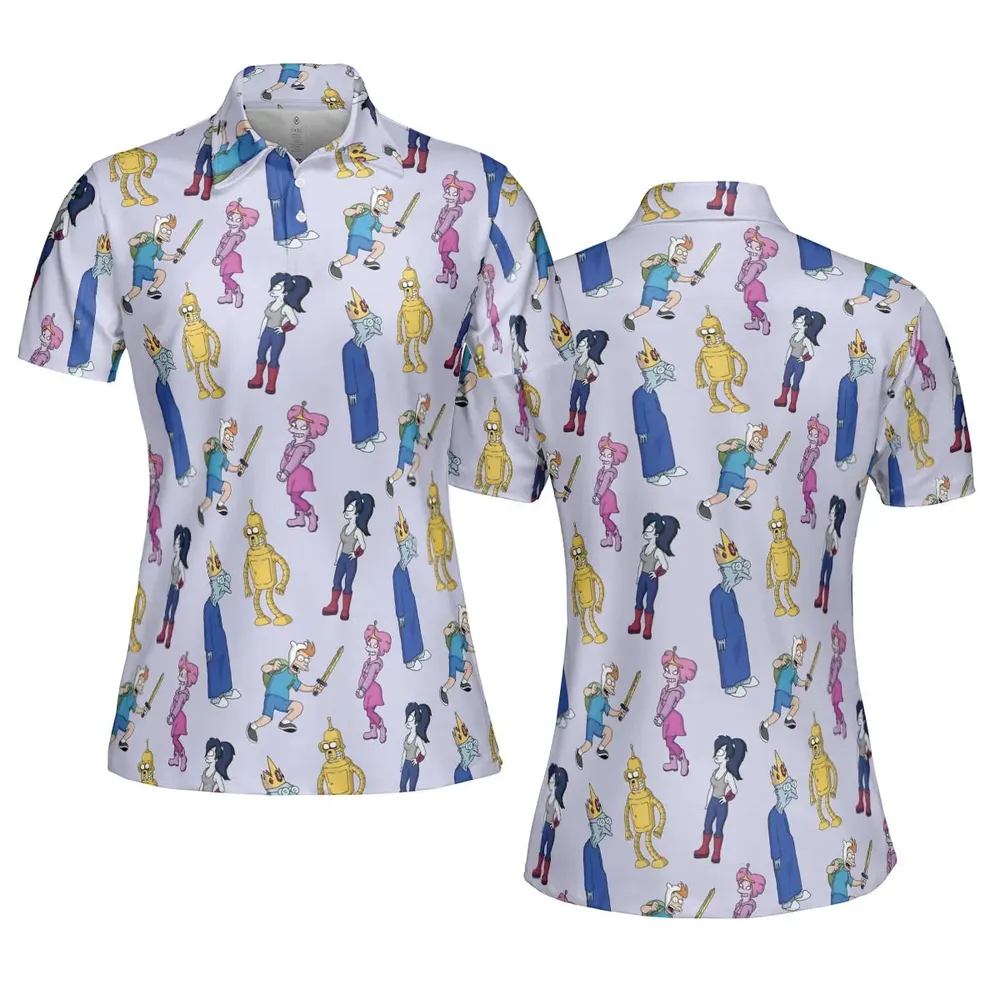Future Time Futurama Adventure Time Mashup AOP Men/Women Polo Shirt - 5