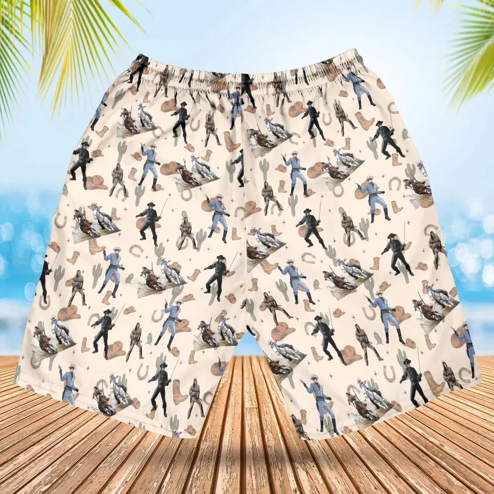 Old Western The Lone Ranger Zorro Tarzan Hawaiian Short - 2