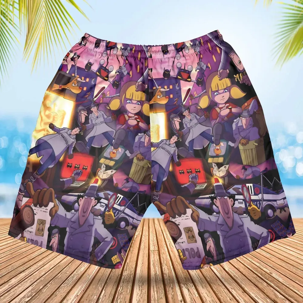 80s Cartoon Inspector Gadget Collage Hawaiian Short - 2
