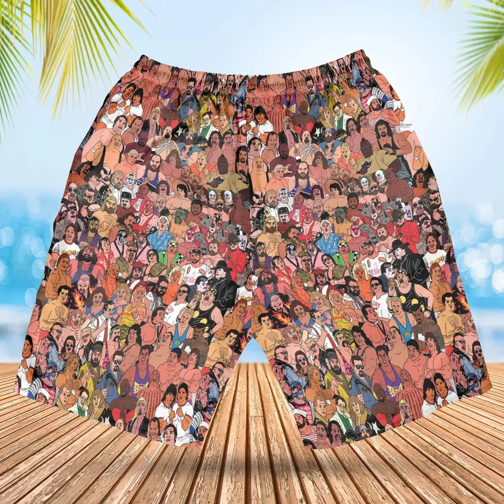 90s Professional Wrestlers Hawaiian Short - 2