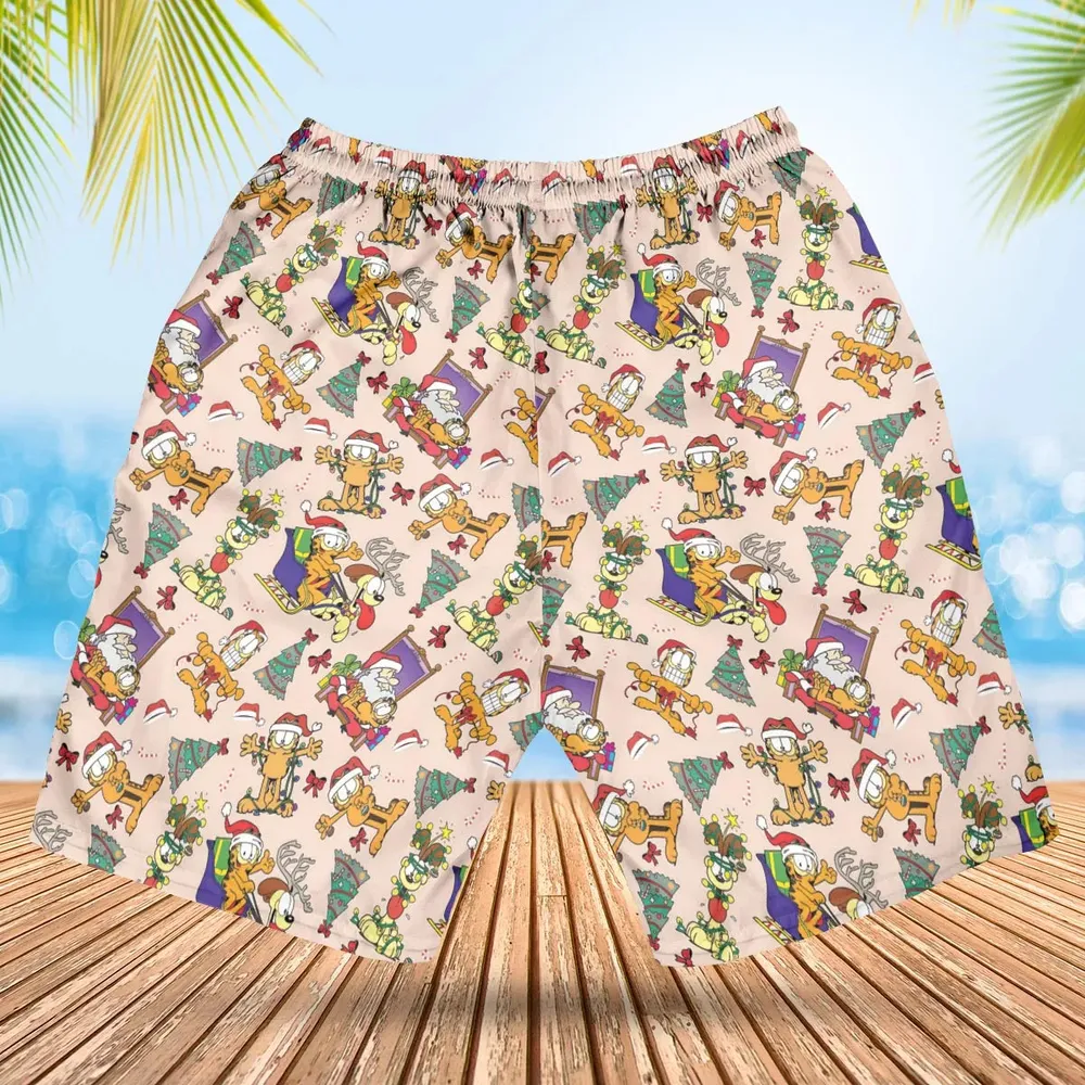 Garfield And Odie Christmas Sleigh Hawaiian Short - 2