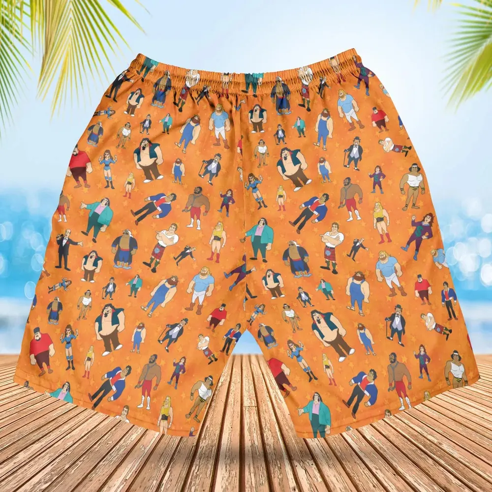 80s Hulk Rock 'n' Wrestling Characters Hawaiian Short - 2