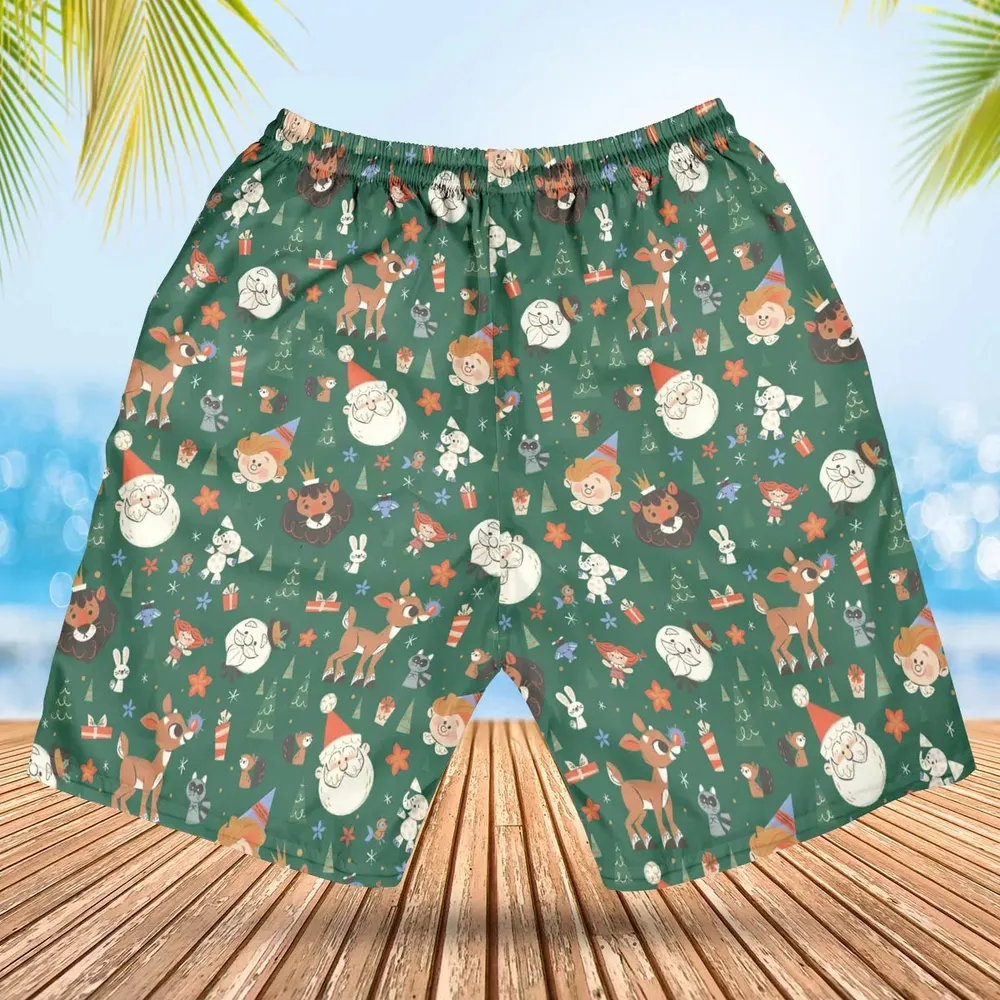 Rudolph The Red Nosed Reindeer Characters Hawaiian Short - 2
