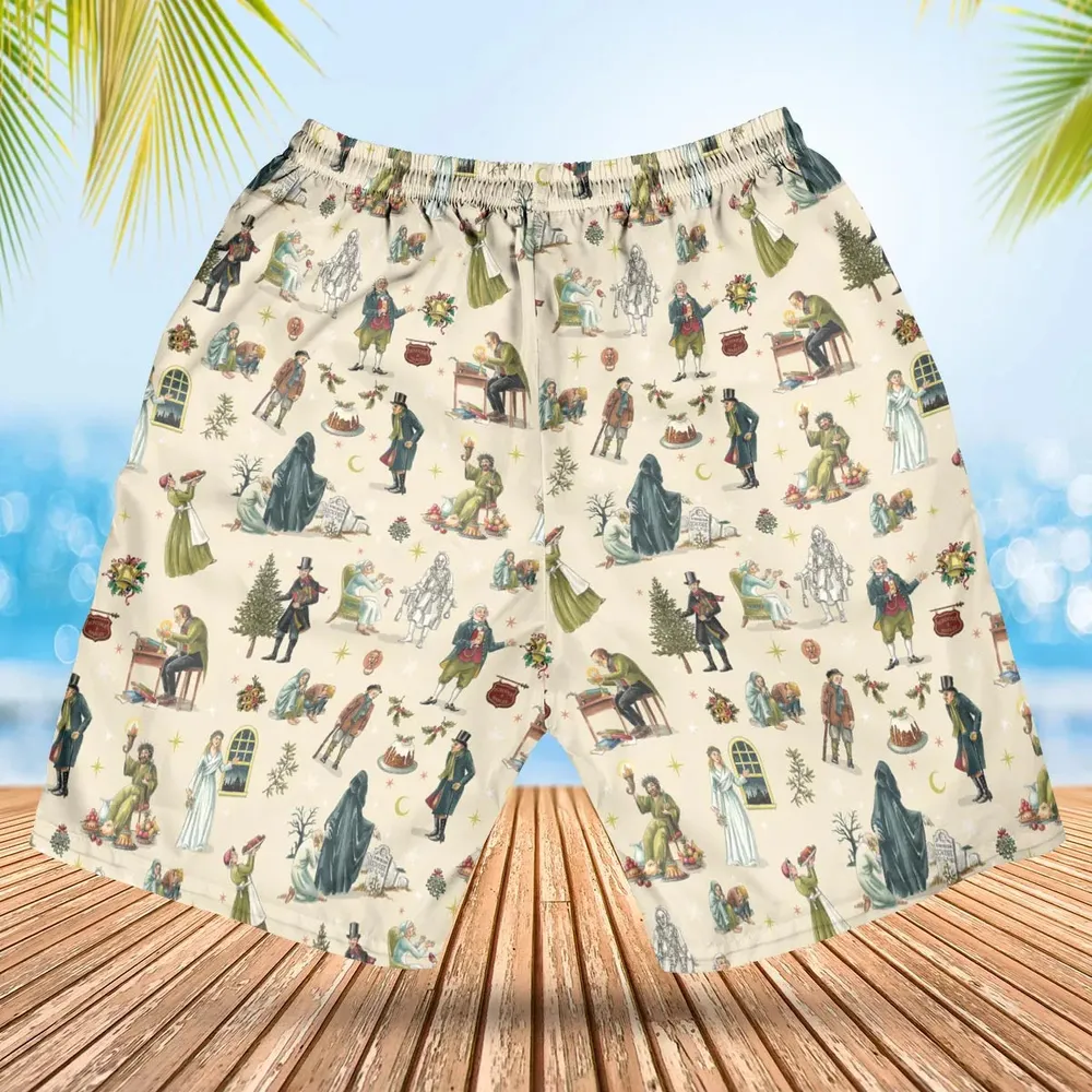 A Christmas Carol Characters Pattern Hawaiian Short - 2