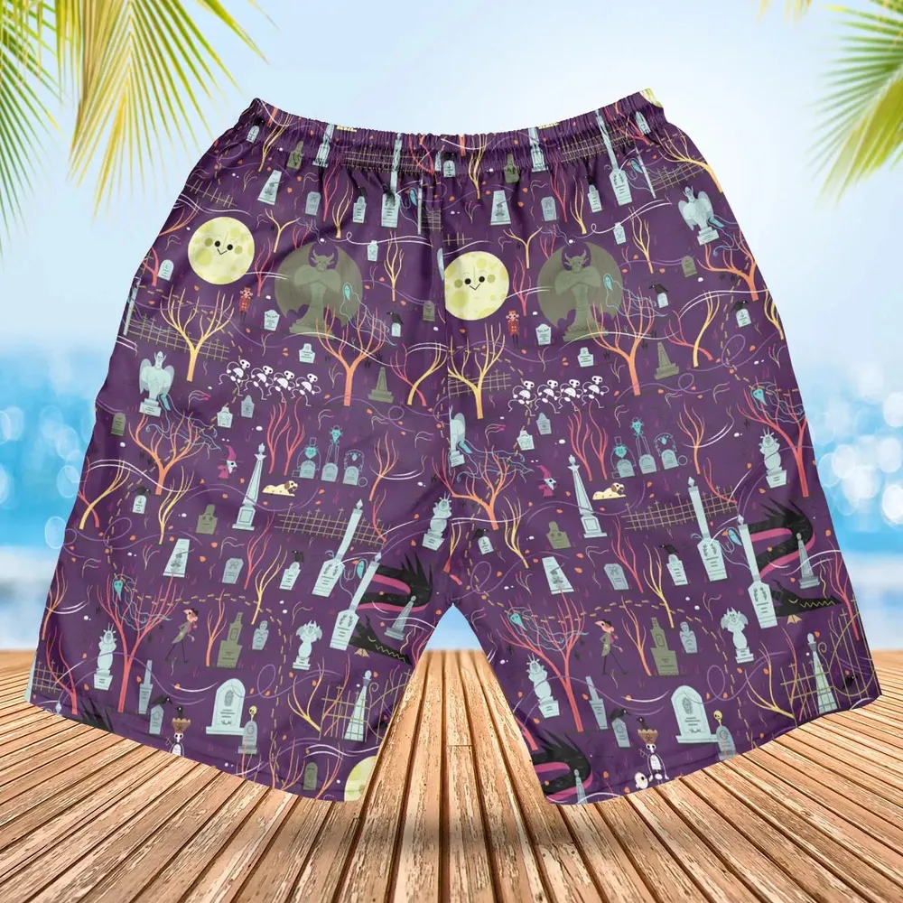 Nostalgic 80s 90s Spooky Scene Hawaiian Short - 2