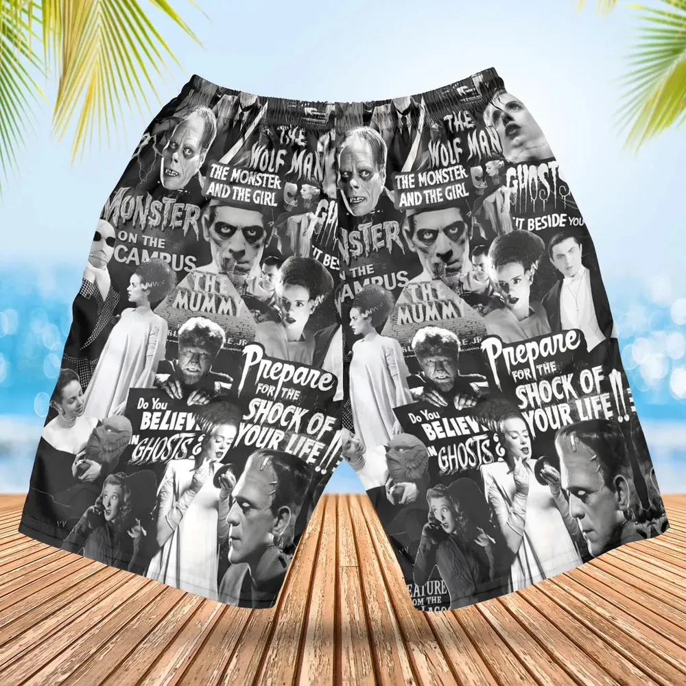 Universal Monsters Pattern Hawaiian Short - 2