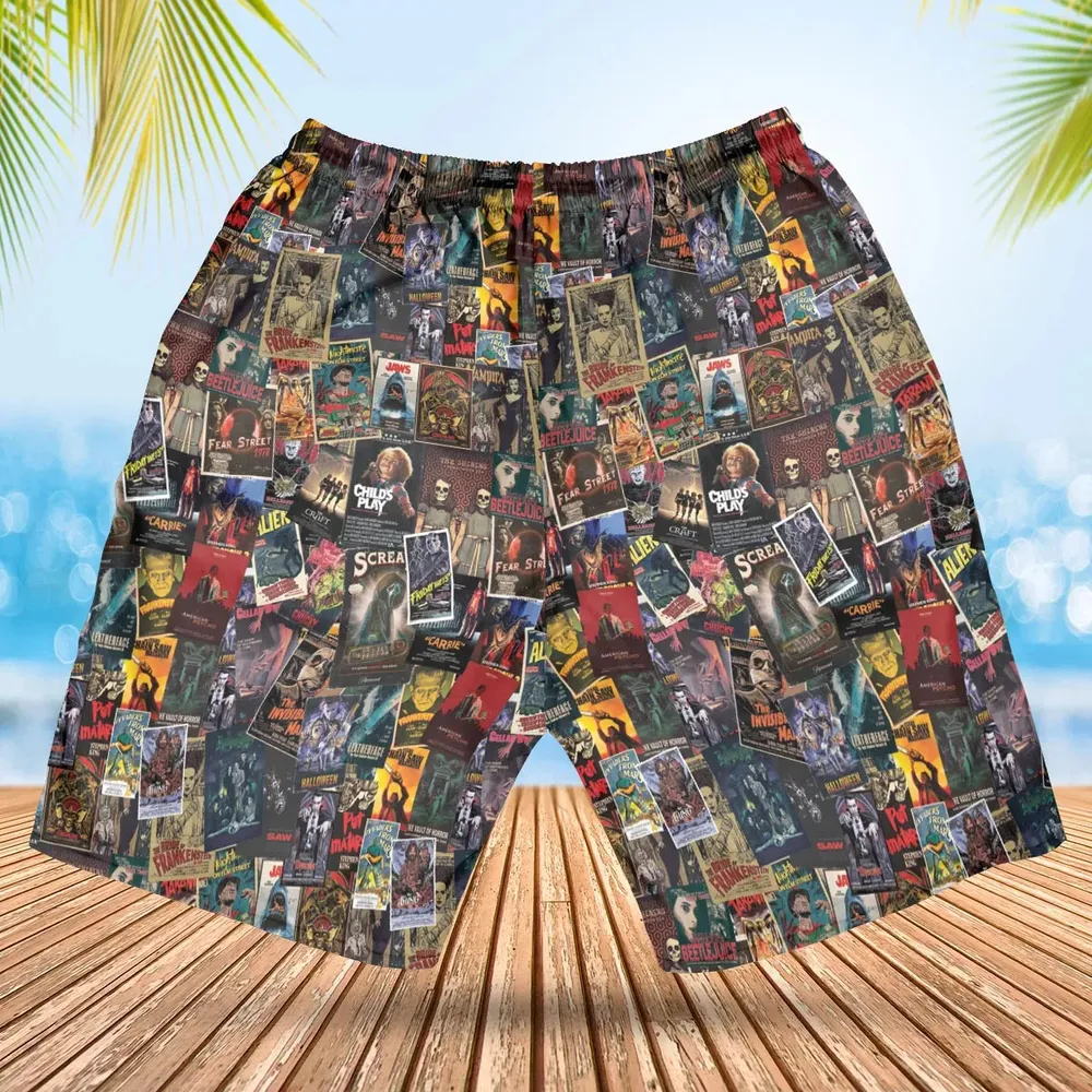 Vintage Horror Pattern Hawaiian Short - 2