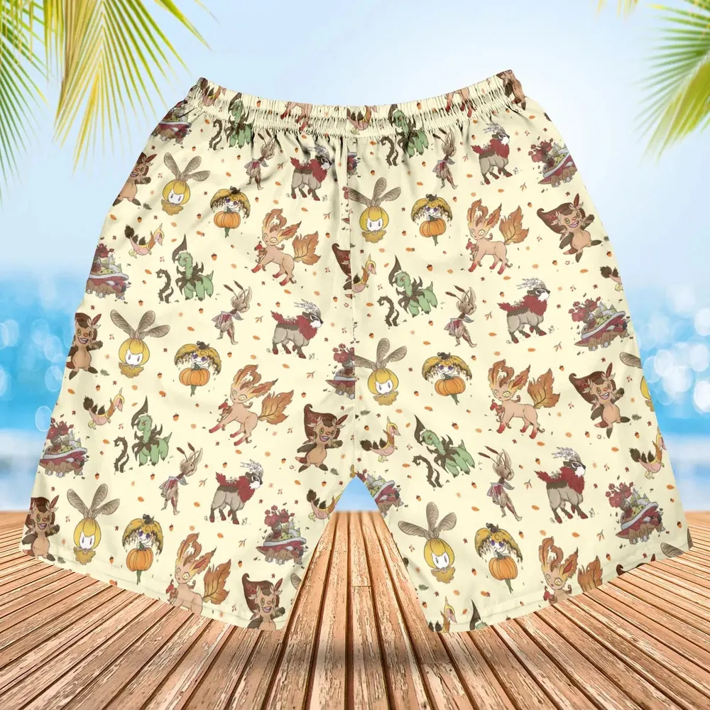 Autumn Vibes Pokemon Pattern Hawaiian Short - 2