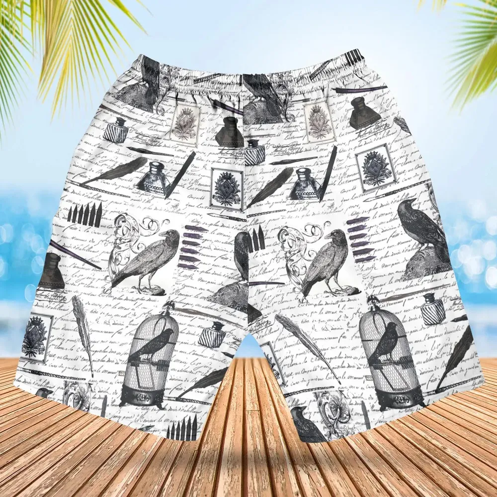 Nevermore The Raven Edgar Allan Poe Hawaiian Short - 2