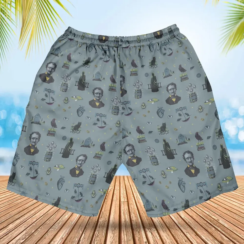 The Dark Themed Edgar Allan Poe Hawaiian Short - 2