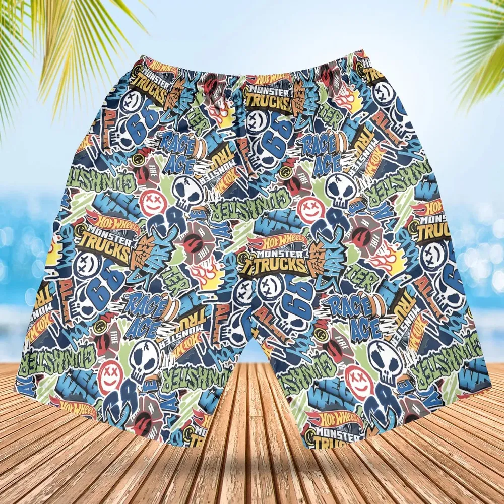 Hot Wheels Monster Trucks Logos Hawaiian Short - 2