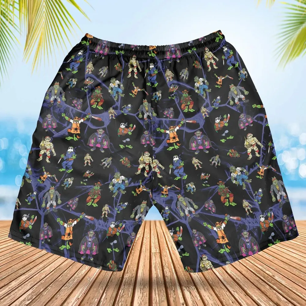 TMNT Universal Monsters And Sewer Slasher Toys Hawaiian Short - 2
