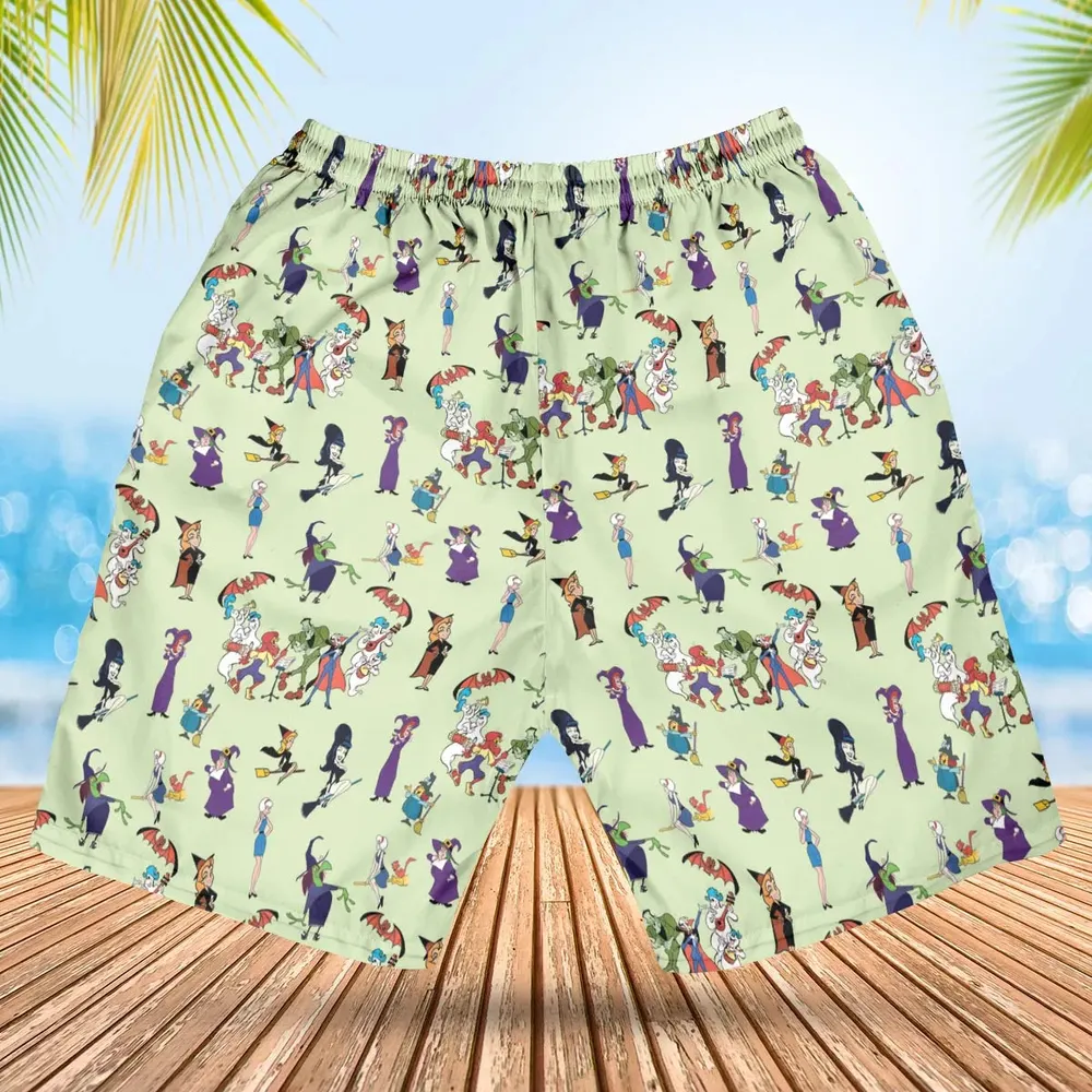 70s Witches Cartoon Characters Hawaiian Short - 2