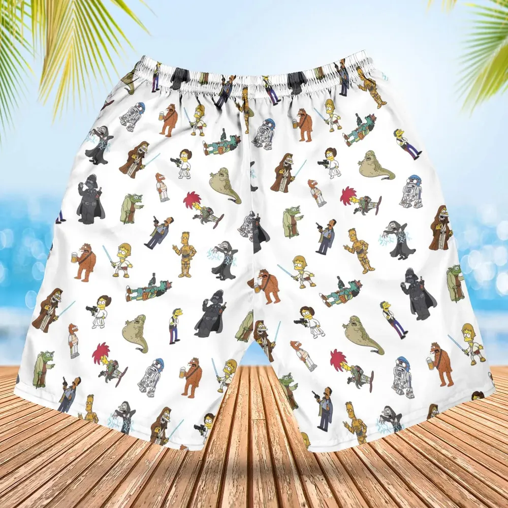 Simpsons Star Wars Mashup Hawaiian Short - 2