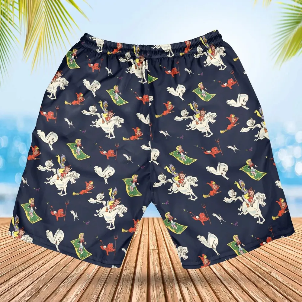 Casper Richie Rich Harvey Comic Characters Hawaiian Short - 2