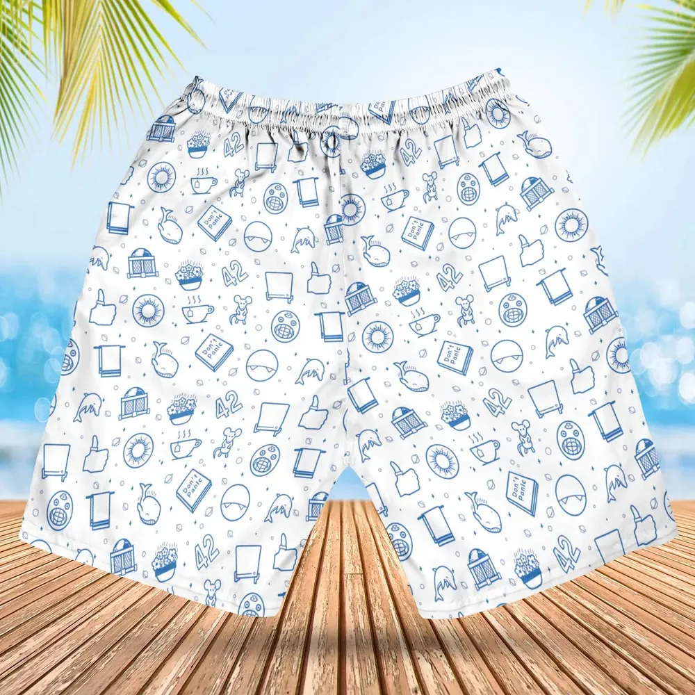 Don't Panic Life 42 The Hitchhiker's Guide to the Galaxy Hawaiian Short - 2